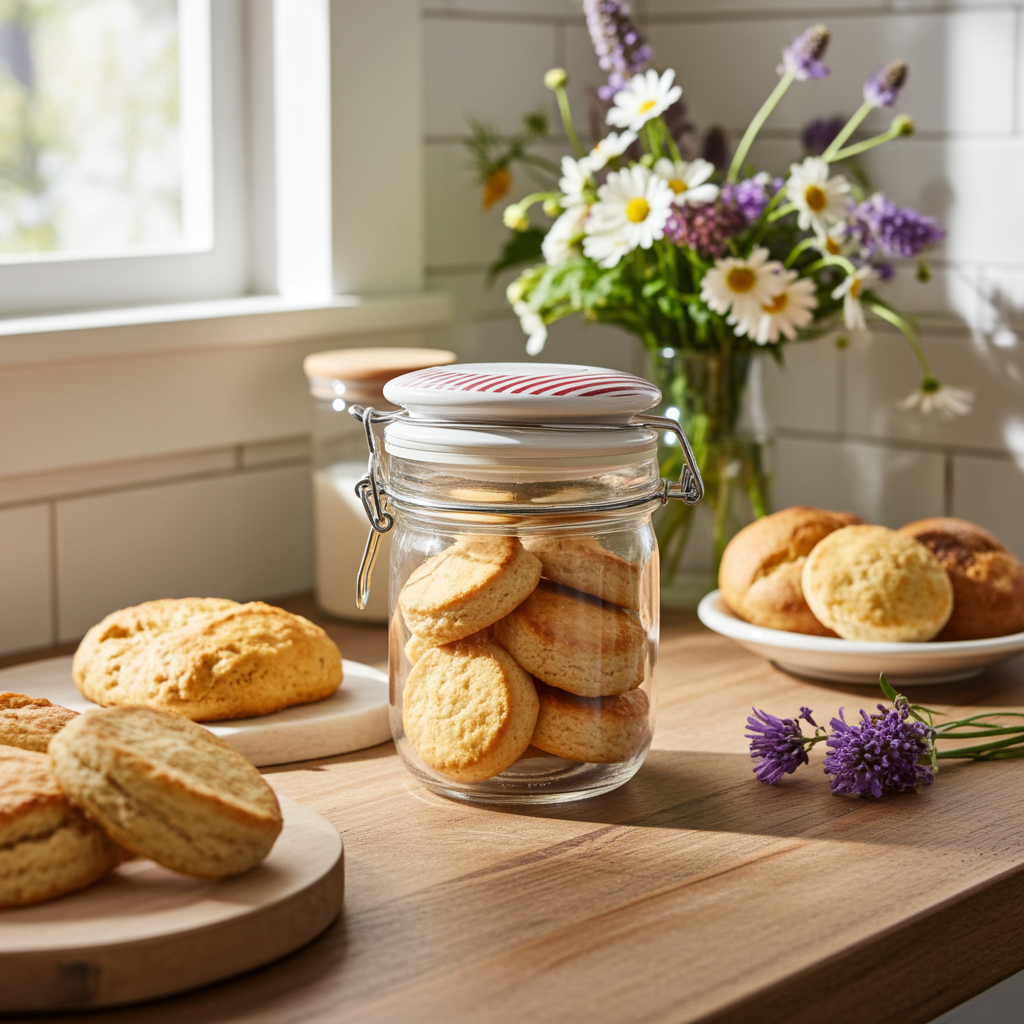 Barattolo Vetro Chiusura Ermetica Tappo Decorato 15cm - Contenitore Cucina