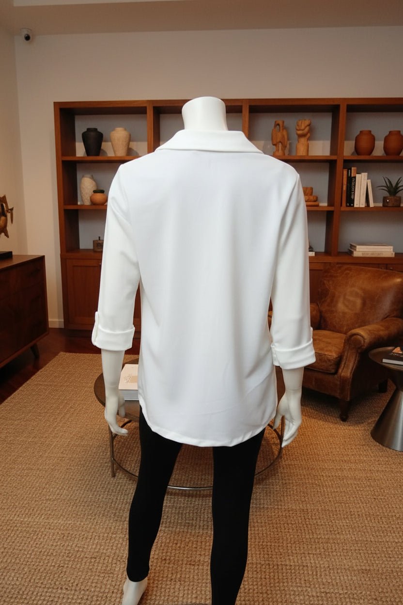 Blazer Elegante Collo a Scialle – Manica Tre Quarti con Risvolto - GrazieGio