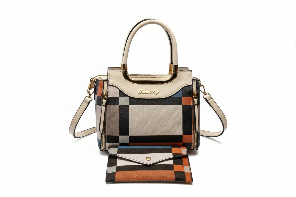 Borsa Color-Block Motivo a Quadri Vintage - GrazieGio