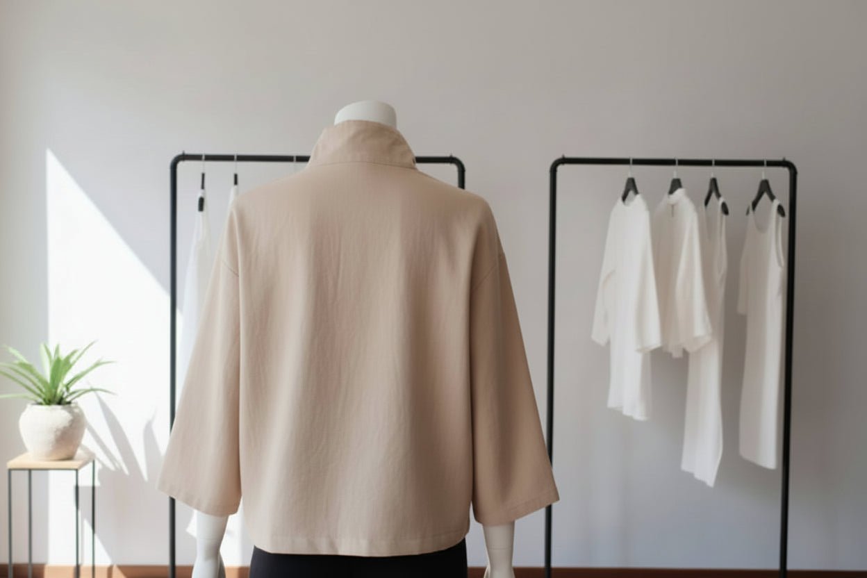 Giacchetto boxy ecopelle beige - GrazieGio