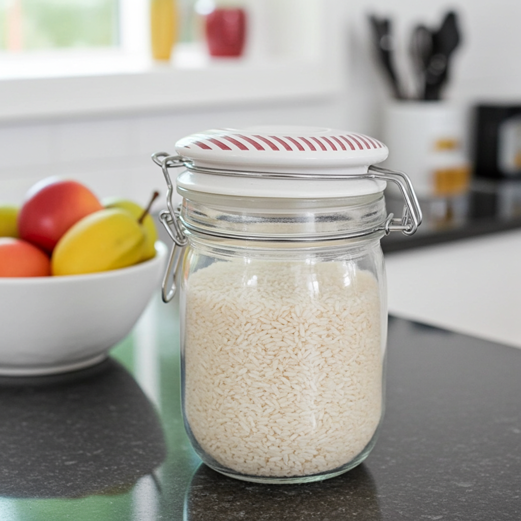 Barattolo Vetro Chiusura Ermetica Tappo Decorato 15cm - Contenitore Cucina