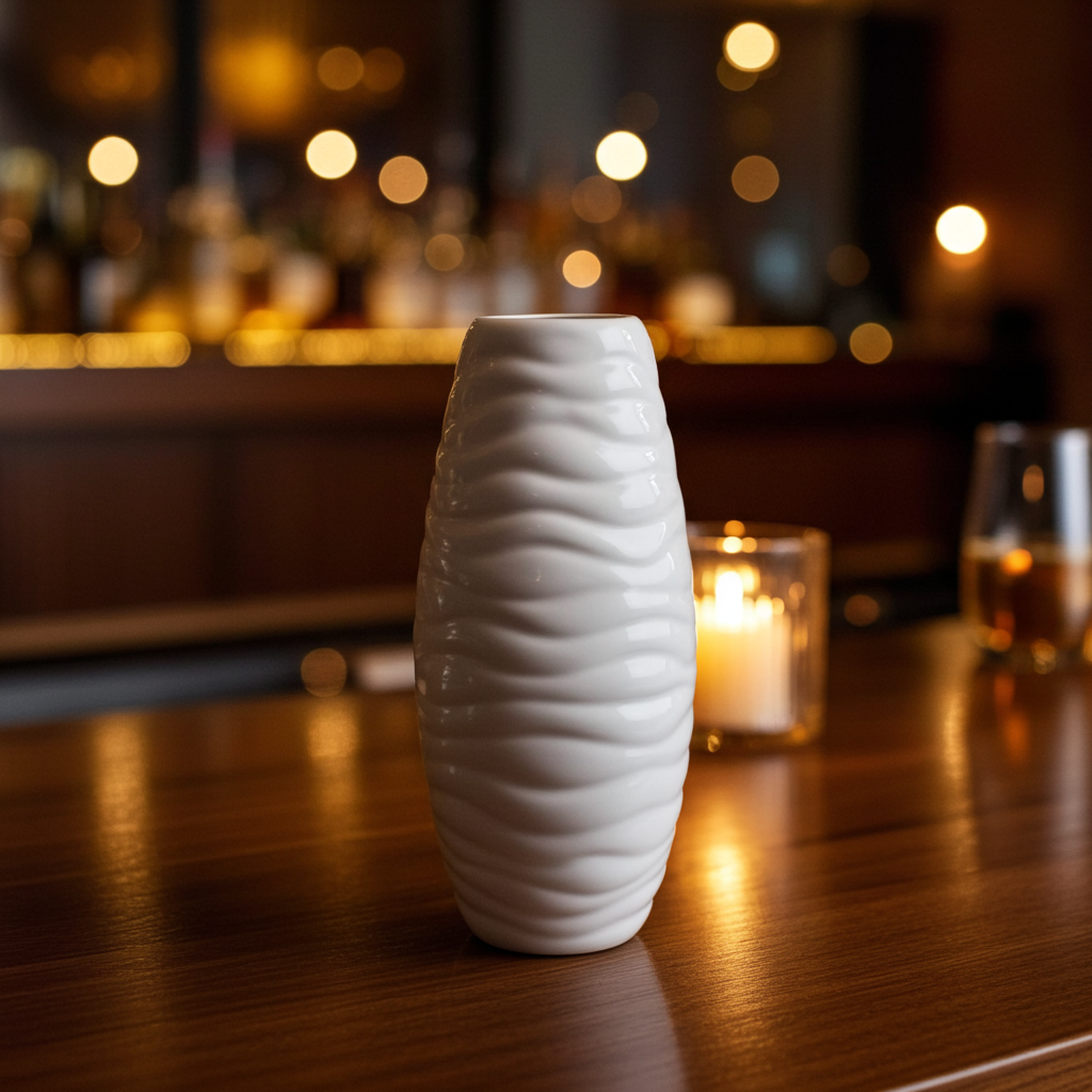 White Wave Vase 22cm - Elegant Modern Design