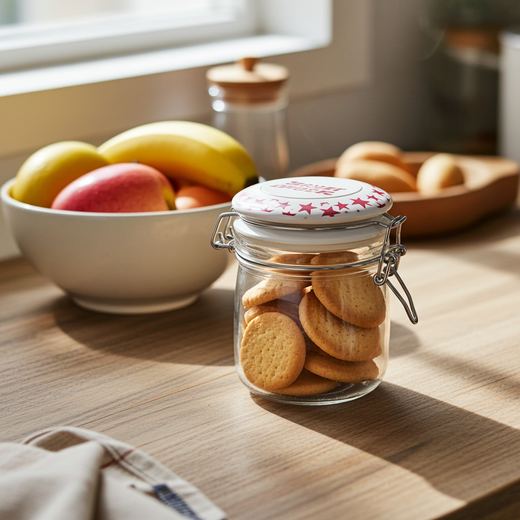 Barattolo Vetro Chiusura Ermetica Tappo Decorato 15cm - Contenitore Elegante