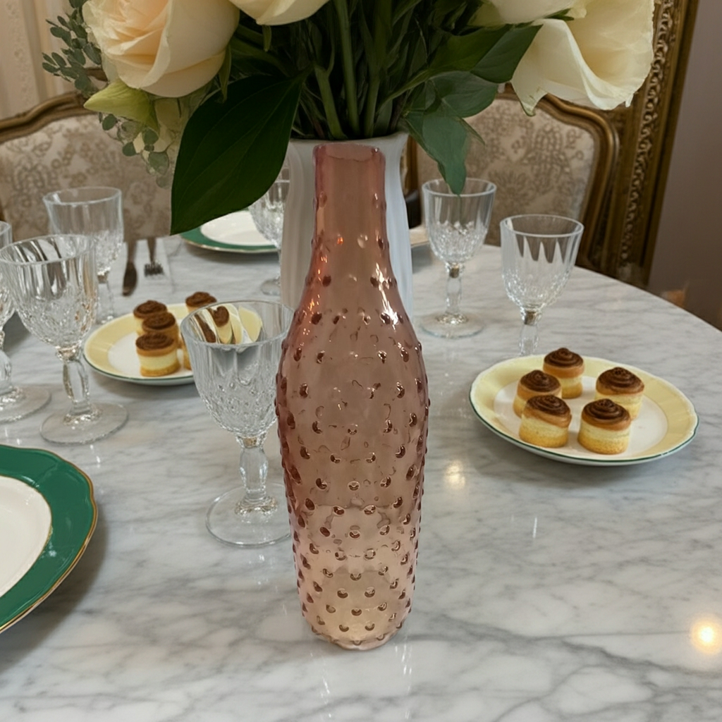 Orange Bottle Vase 20cm - Glass Design with Bubbles