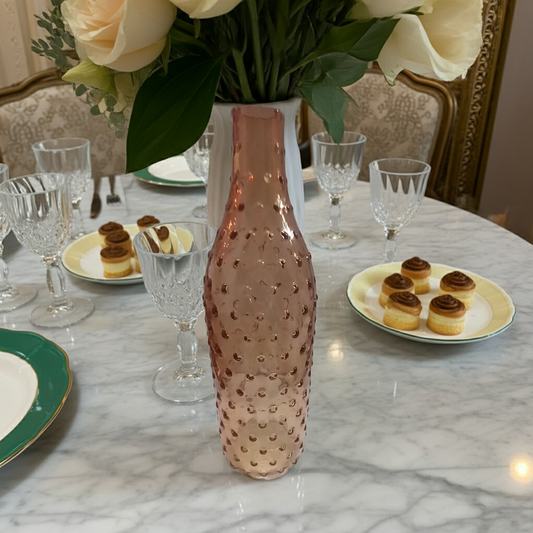 Vaso a Bottiglia Arancio 20cm - Design Vetro con Bolle