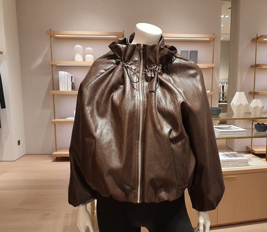 Giubbotto Bomber Oversize in Ecopelle – Made in Italy - GrazieGio