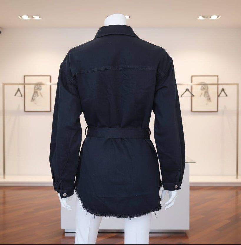 Camicia Chemisier Denim Nero | Cintura & Distressed | GrazieGio - GrazieGio