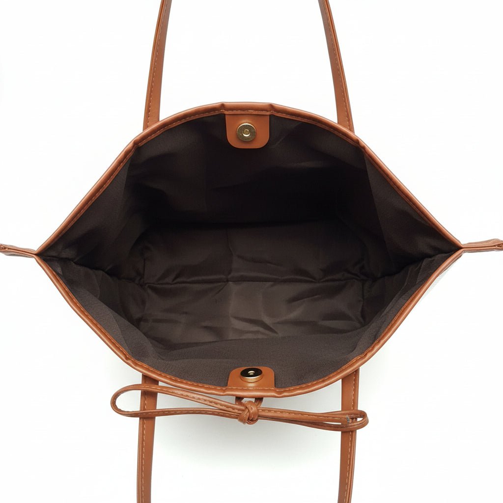 Borsa Shopper in Canvas con Dettagli in Pelle e Fiocco - GrazieGio - GrazieGio