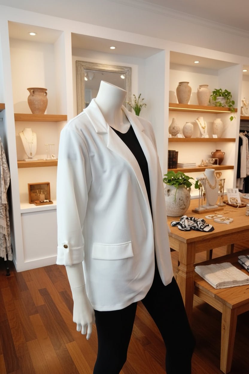 Blazer Elegante Collo a Scialle – Manica Tre Quarti con Risvolto - GrazieGio