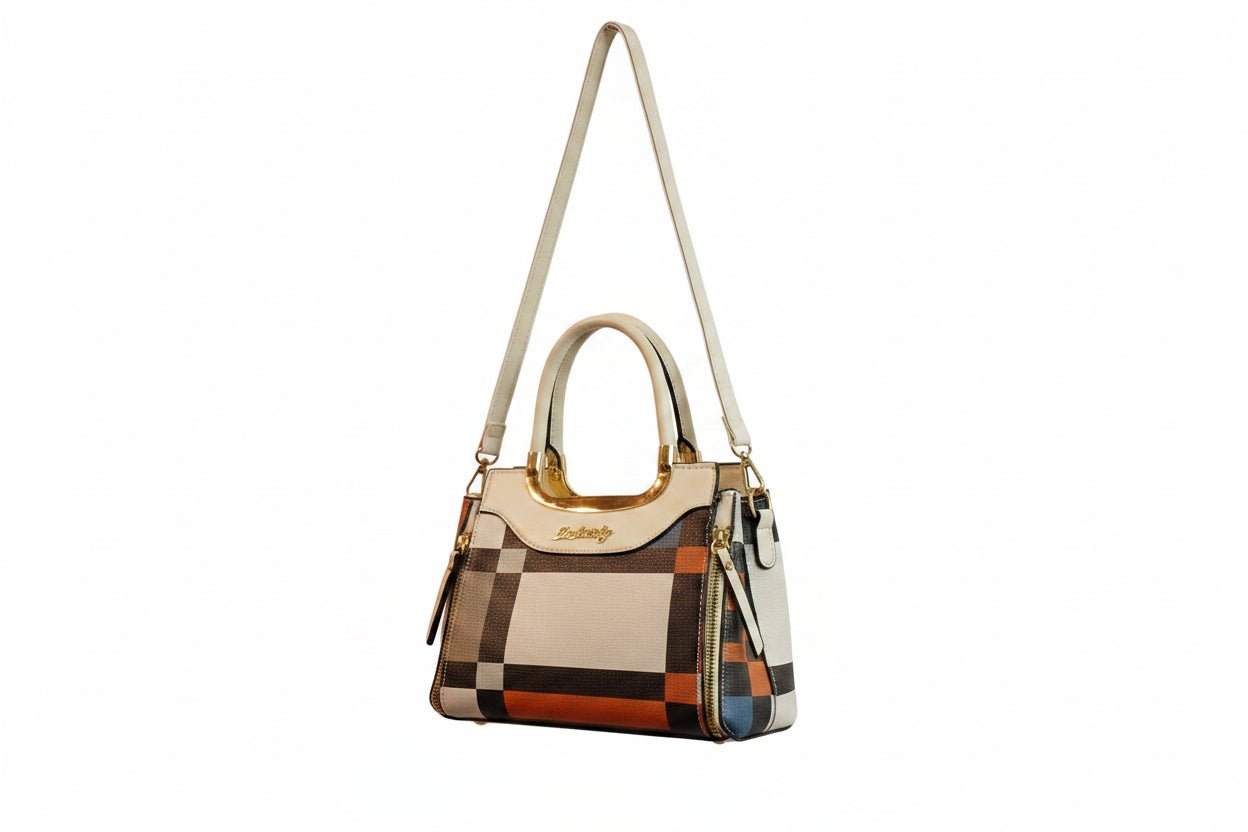 Borsa Color-Block Motivo a Quadri Vintage - GrazieGio