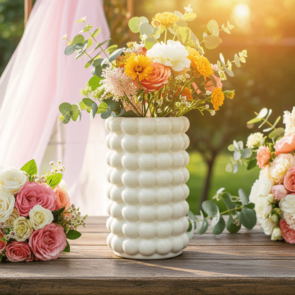 Vaso Decorativo Bianco Elegante Ceramica Design Moderno - GrazieGio