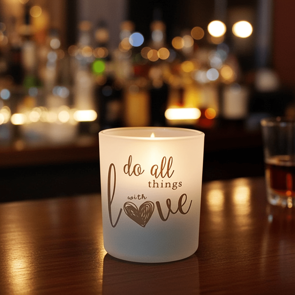 Portacandele Vetro Decorato 10cm - Design Elegante per Candele - GrazieGio