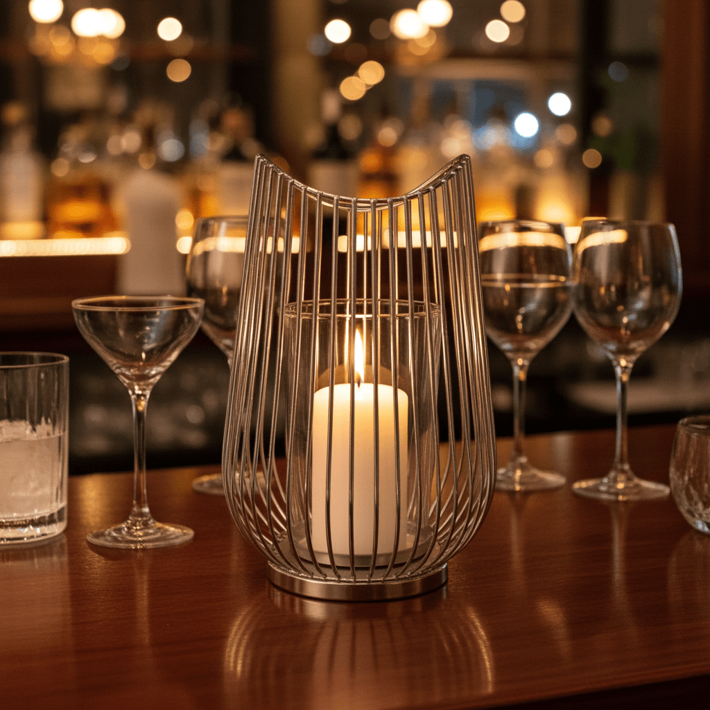 Portacandele Ferro Argentato 23cm - Design Elegante Shabby Chic - GrazieGio