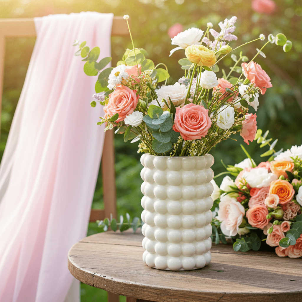 Vaso Decorativo Bianco Elegante Ceramica Design Moderno - GrazieGio