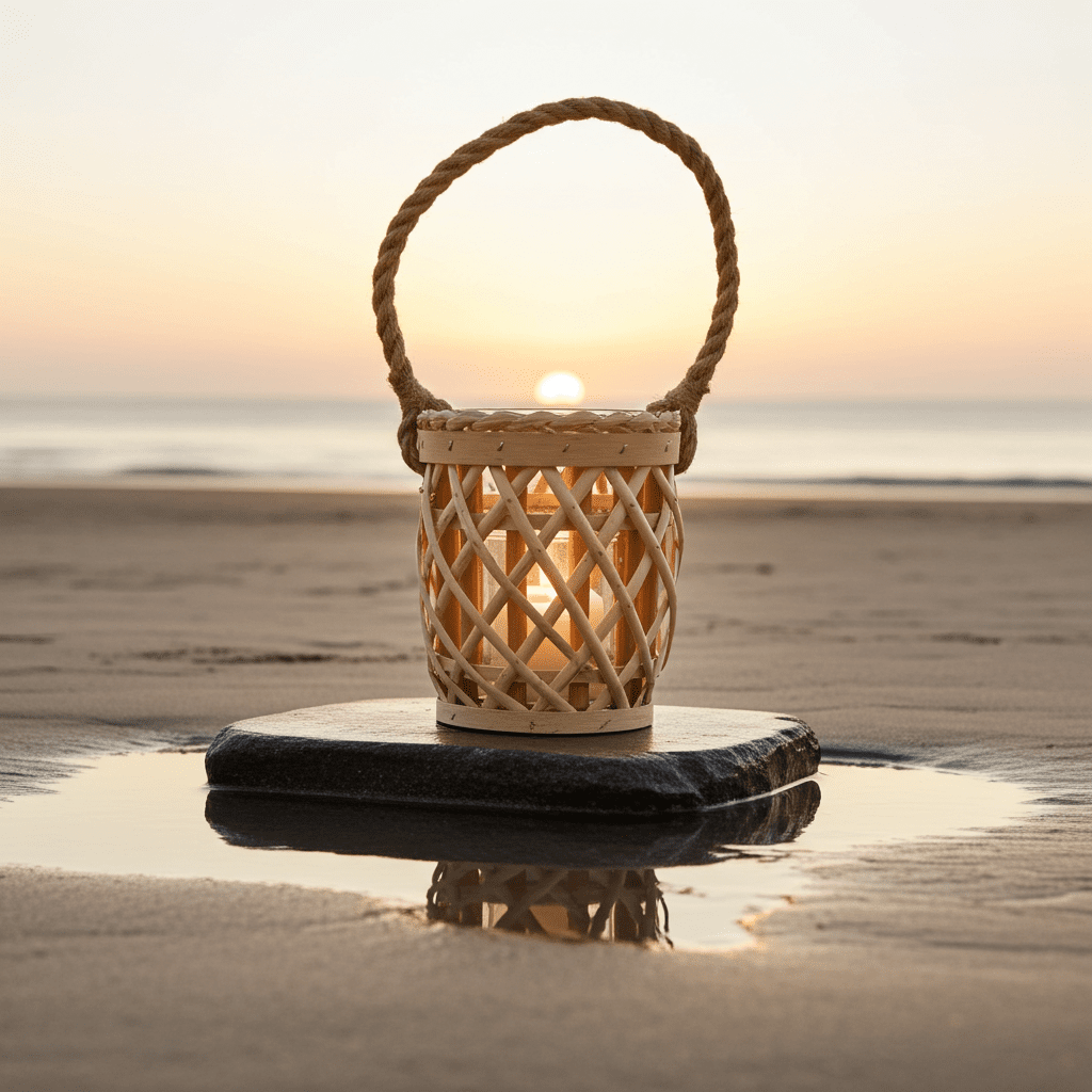 Portacandele Legno con Corda 17cm - Design Rustico Naturale Country - GrazieGio