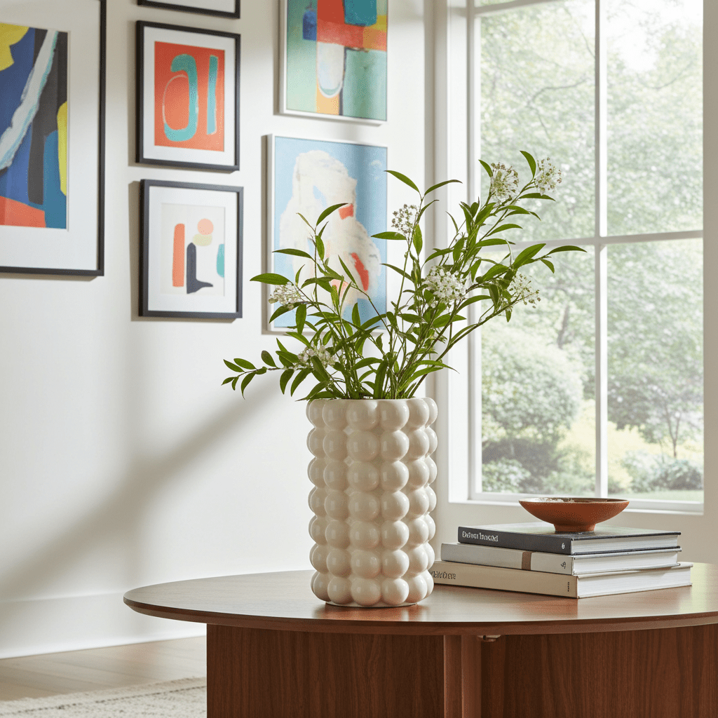 Vaso Decorativo Bianco Elegante Ceramica Design Moderno - GrazieGio