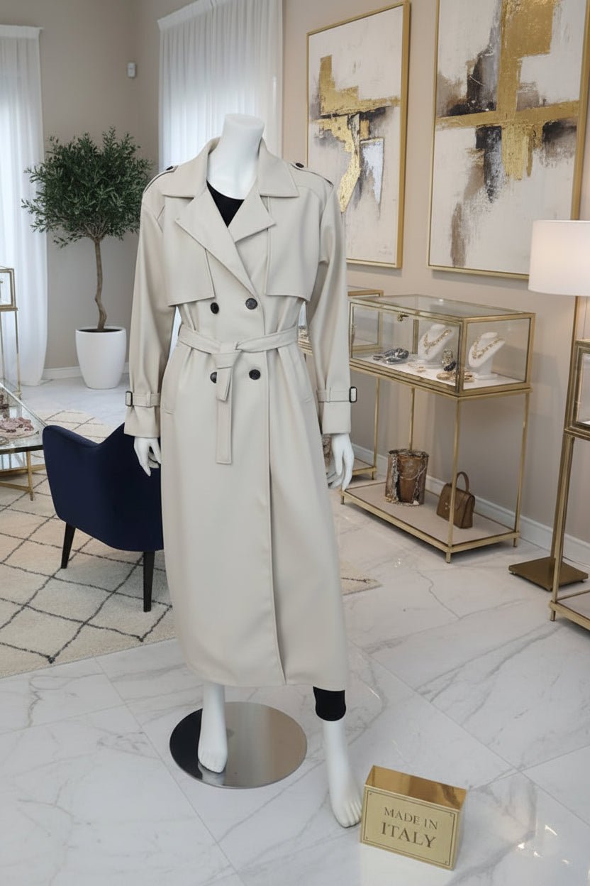 Trench Coat Lungo Beige | Cintura & Revers Classici | GrazieGio - GrazieGio