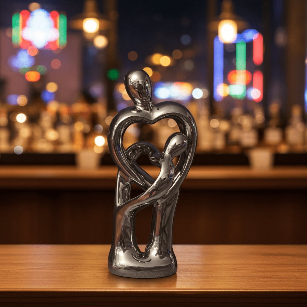 Statuetta Decorativa Due Cuori Intrecciati Resina Romantica - GrazieGio