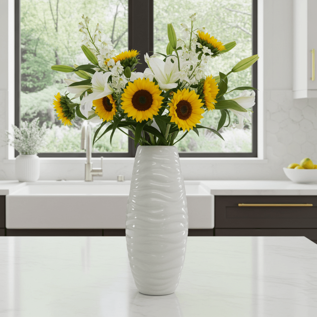 Vaso Onda Bianco 22cm - Design Moderno Elegante - GrazieGio