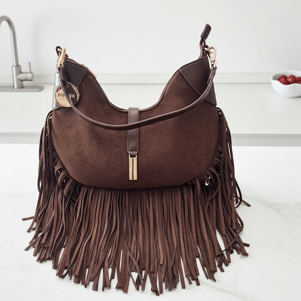 " Borsa Hobo scamosciata - vista laterale con tracolla " Alex-Max - GrazieGio