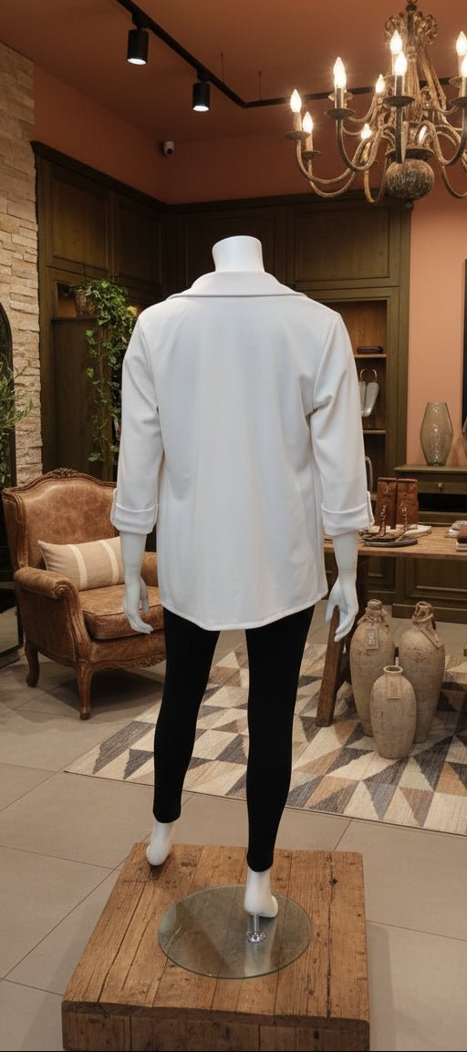 Blazer Elegante Collo a Scialle – Manica Tre Quarti con Risvolto - GrazieGio