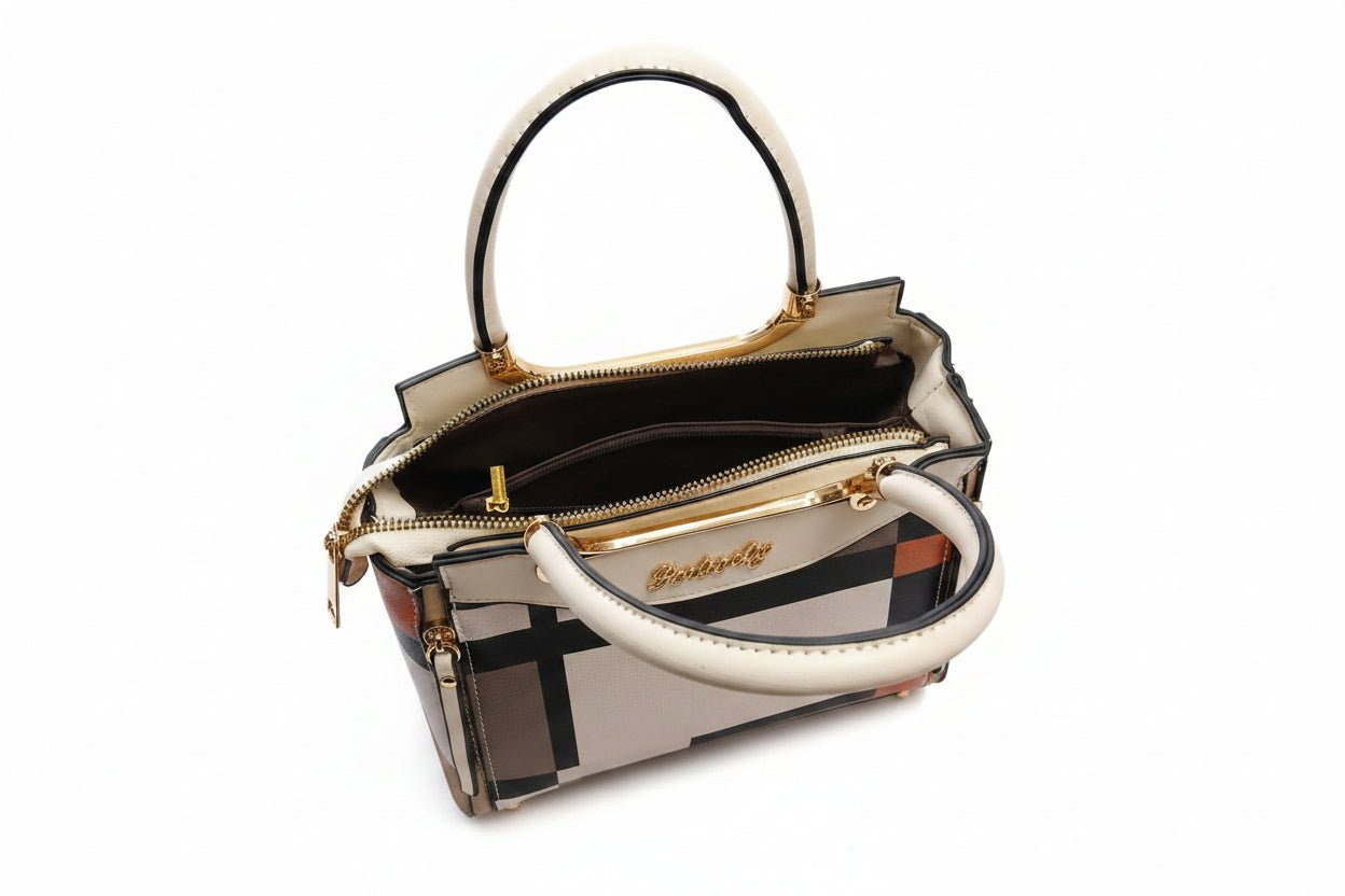 Borsa Color-Block Motivo a Quadri Vintage - GrazieGio