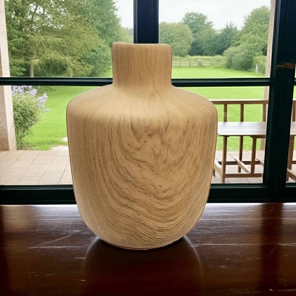 Vaso Effetto Legno Ceramica 12cm - Design Naturale Rustico - GrazieGio