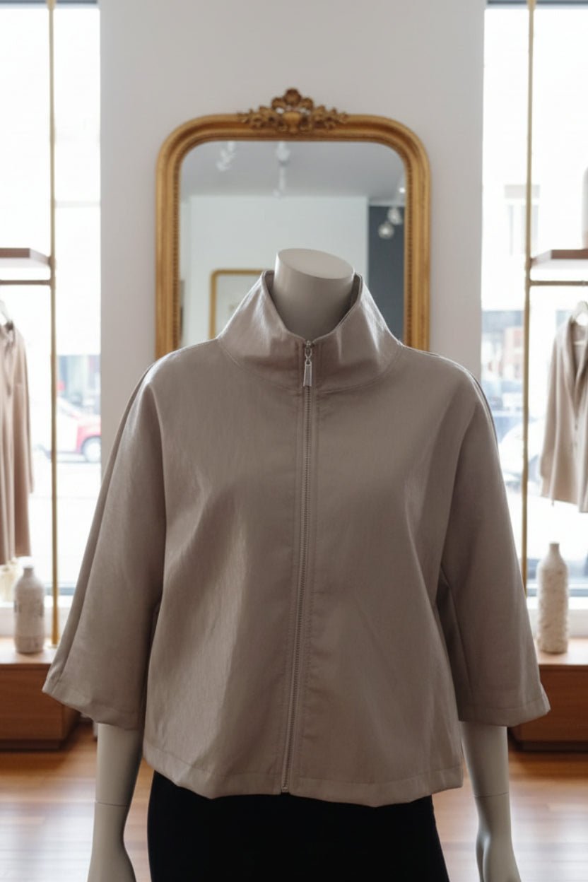 Giacchetto boxy ecopelle beige - GrazieGio