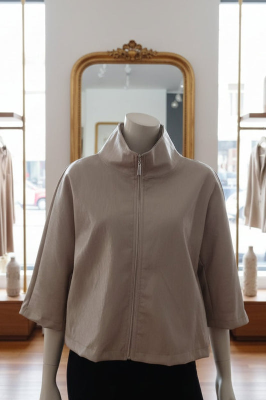 Giacchetto boxy ecopelle beige - GrazieGio