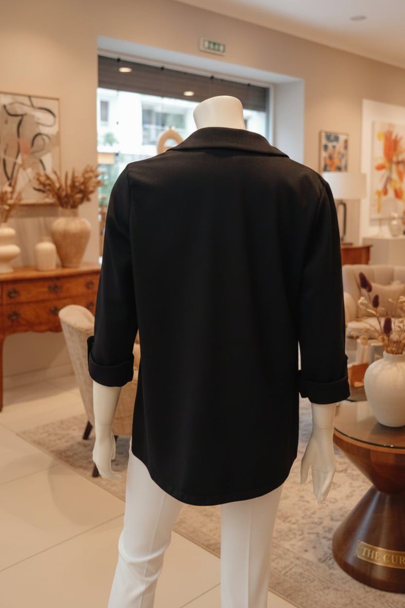 Blazer Elegante Collo a Scialle – Manica Tre Quarti con Risvolto - GrazieGio