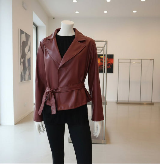 Chiodo Bordeaux in Ecopelle | Giacca Biker Donna | GrazieGio - GrazieGio