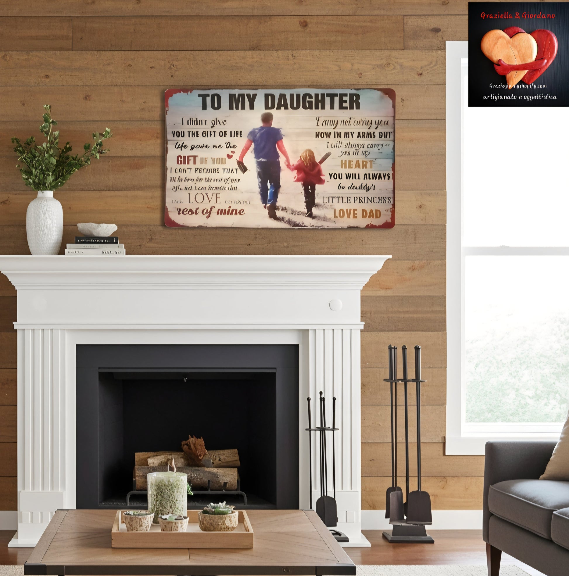 Placca Metallo Vintage A Mia Figlia 20x30cm Regalo Speciale - GrazieGio