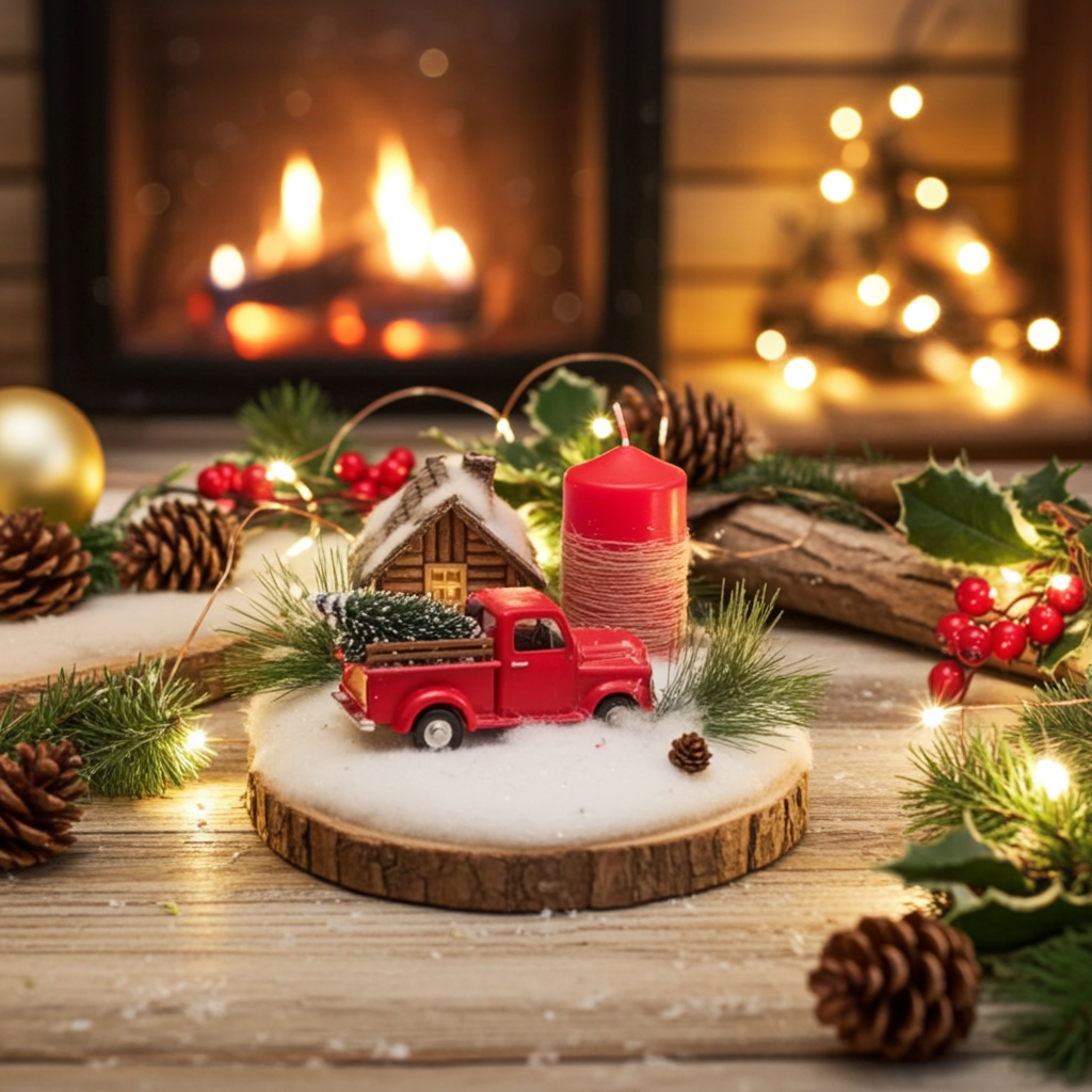 Centrotavola Casetta nel Bosco con Luci LED 30cm Decorazione Natale - GrazieGio