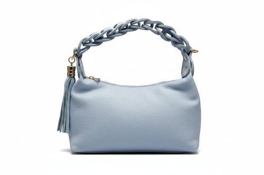 Borsa in Vera Pelle Martellata con Nappina e Manico Intrecciato - GrazieGio - GrazieGio