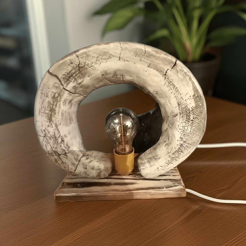 Lampada da Appoggio Legno Sfumature Bianche - GrazieGio