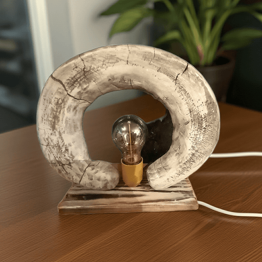 Lampada da Appoggio Legno Sfumature Bianche - GrazieGio