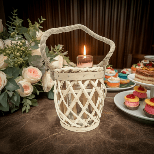 Portacandele Legno con Corda 17cm - Design Rustico Naturale Country - GrazieGio