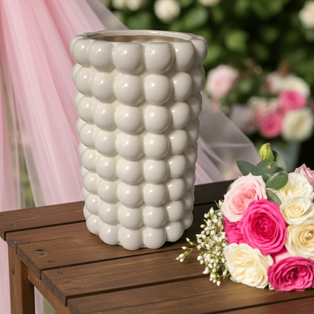 Vaso Decorativo Bianco Elegante Ceramica Design Moderno - GrazieGio