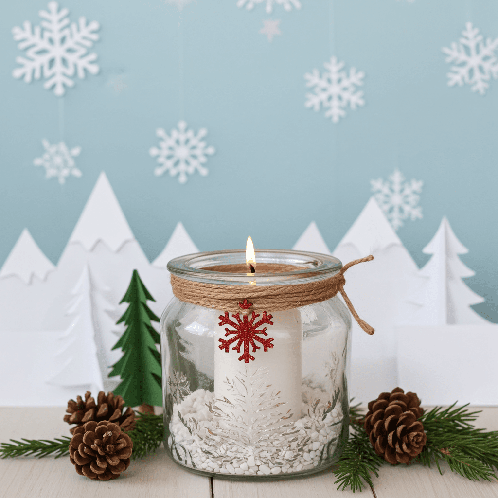 Vasetto Natalizio Decorativo in Vetro con Candela - Artigianale Made in Italy - GrazieGio
