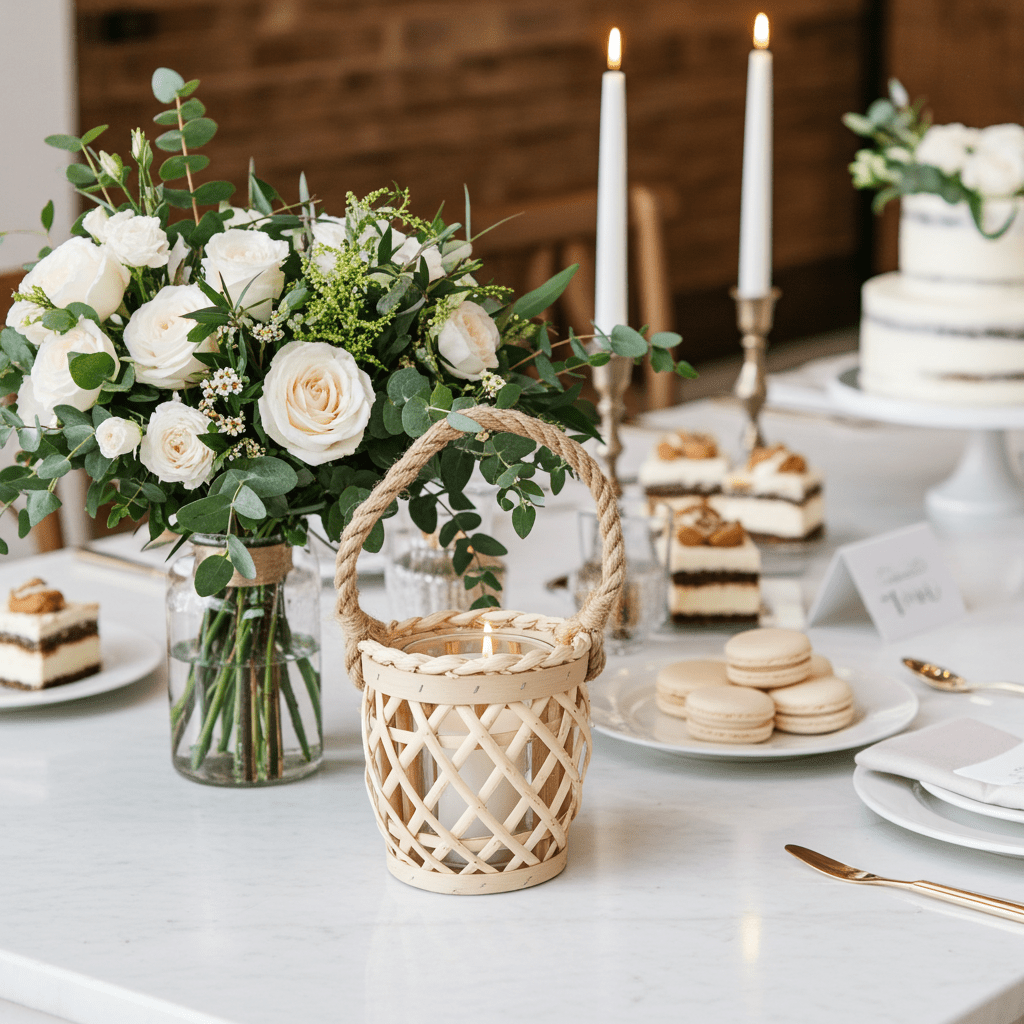 Portacandele Legno con Corda 17cm - Design Rustico Naturale Country - GrazieGio