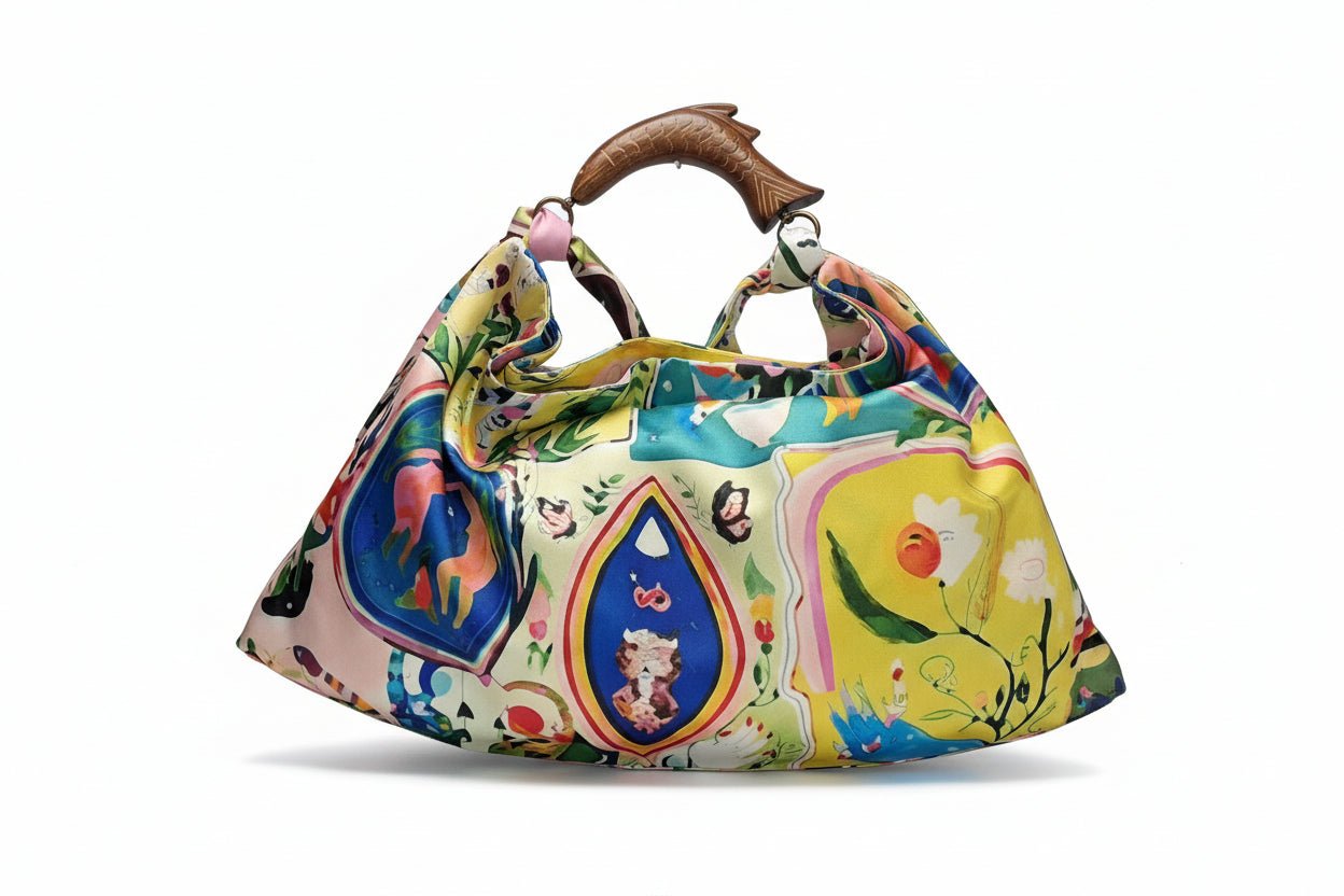 Borsa "Foulard Bag " Alex-Max manico in legno - GrazieGio