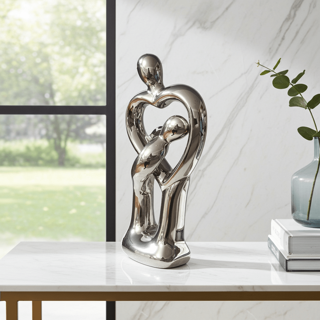 Statuetta Decorativa Due Cuori Intrecciati Resina Romantica - GrazieGio