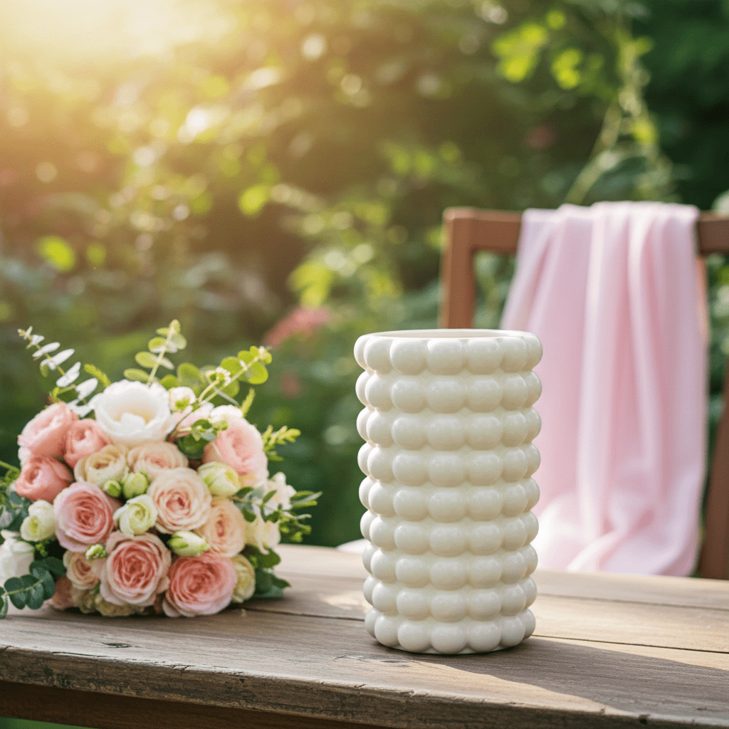 Vaso Decorativo Bianco Elegante Ceramica Design Moderno - GrazieGio