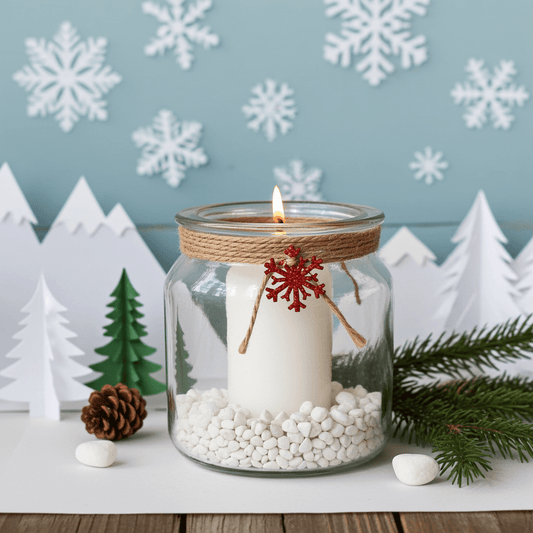 Vasetto Natalizio Decorativo in Vetro con Candela - Artigianale Made in Italy - GrazieGio