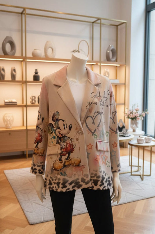Blazer Oversize Pop Art – Stampa Topolino Stelle e Cuori - GrazieGio