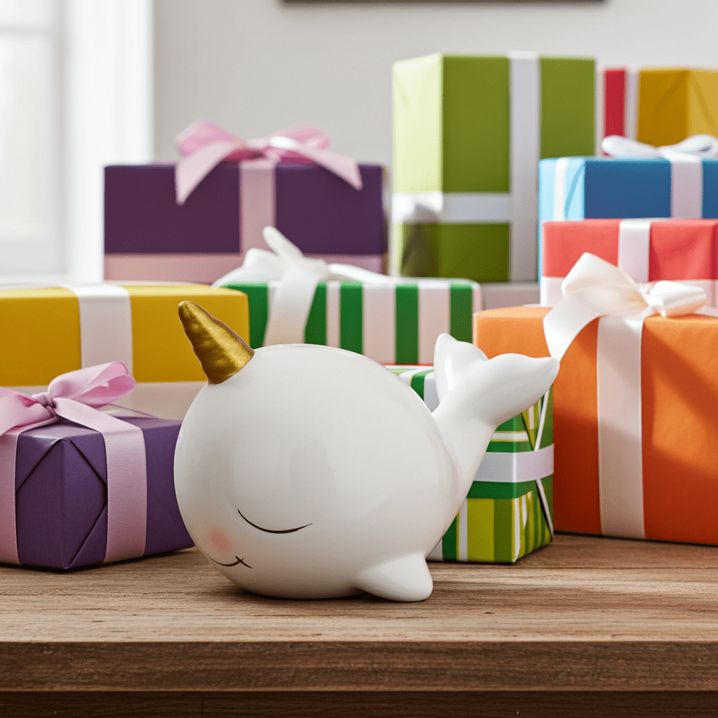 Salvadanaio Balena Con Unicorno Ceramica Colorato Bambini Regalo - GrazieGio