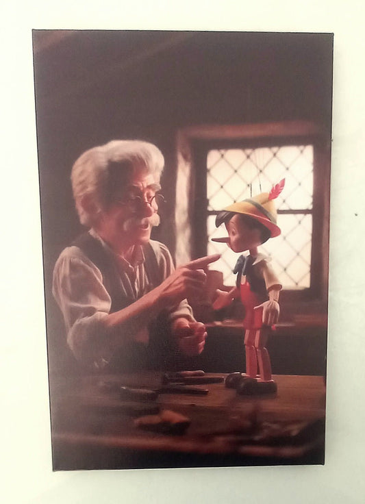 Stampa su Tela Geppetto e Pinocchio 30x20cm - GrazieGio