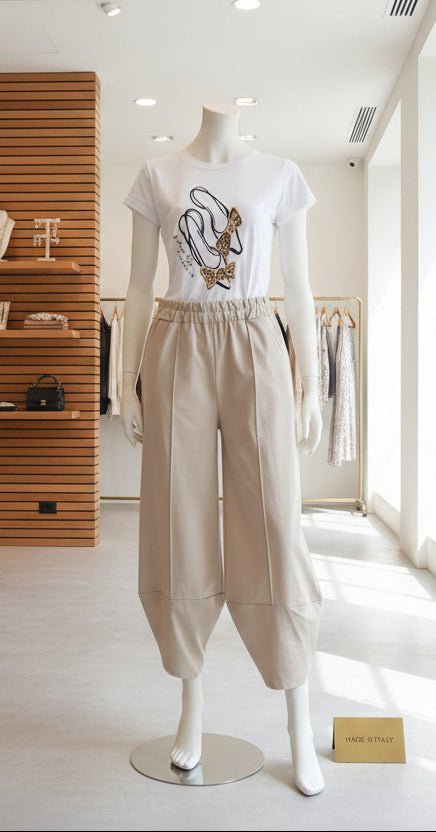 Pantalone Barrel Punto Milano | Vita Elastica | GrazieGio - GrazieGio