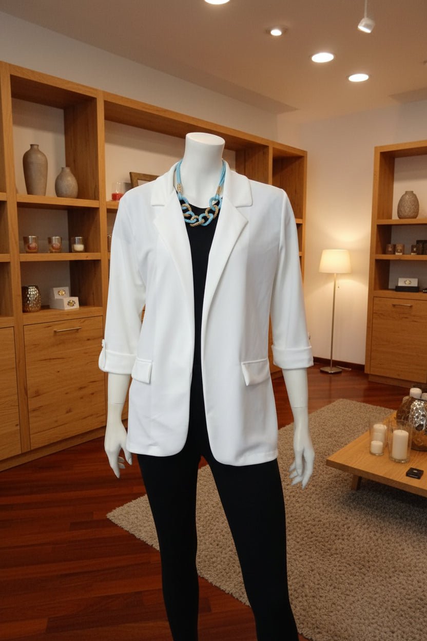 Blazer Elegante Collo a Scialle – Manica Tre Quarti con Risvolto - GrazieGio