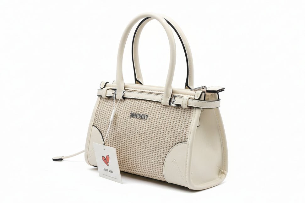 Borsa Sweet Years Beige Intrecciata con Inserti Ecopelle - GrazieGio